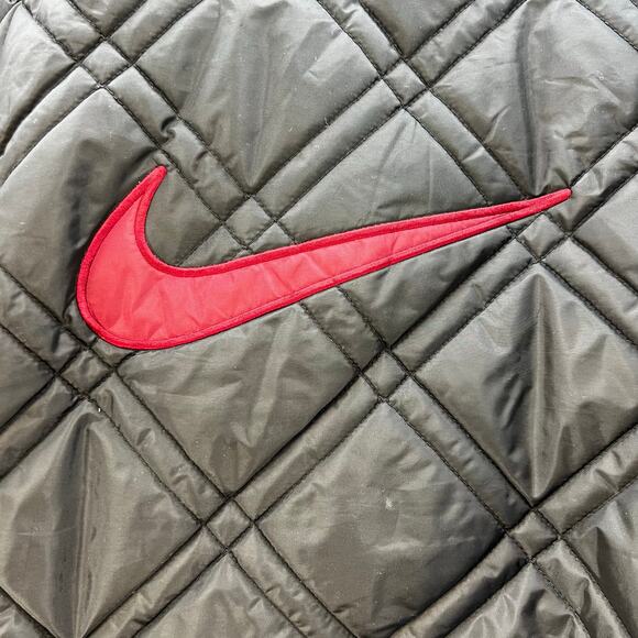 Nike Reversible Puffer Jacket Men's L Black Maroon Quilted Vintage Bomber Jacket - Picture 3 of 14